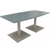 Besprechungstisch communication, 72cm (H), 180x80/90cm (BxT), Tonnenform, beton hell / silber