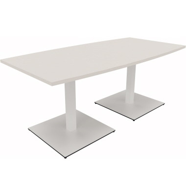 Besprechungstisch communication 810012701, 72cm (H), 180x80/90cm (BxT), Tonnenform, weiß / weiß