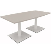 Besprechungstisch communication 810012781, 72cm (H), 180x80/90cm (BxT), Tonnenform, lichtgrau / weiß