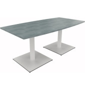 Besprechungstisch communication 810012783, 72cm (H), 180x80/90cm (BxT), Tonnenform, beton hell / weiß