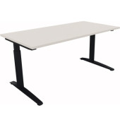 Schreibtisch All in One, manuell h&ouml;henverstellbar, 65-85cm (H), 160x80cm (BxT), rechteckig, wei&szlig; / anthrazit metallic