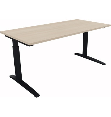 Schreibtisch All in One, manuell höhenverstellbar, 65-85cm (H), 160x80cm (BxT), rechteckig, akazie hell / anthrazit metallic Schreibtisch All in One, manuell höhenverstellbar, 65-85cm (H), 160x80cm (BxT), rechteckig, akazie hell / anthrazit metallic