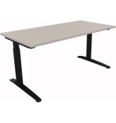 Schreibtisch All in One, manuell h&ouml;henverstellbar, 65-85cm (H), 160x80cm (BxT), rechteckig, lichtgrau / anthrazit metallic