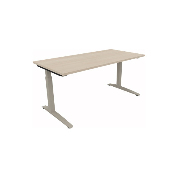 4003969063259 - Schreibtisch All in One 810012972 manuell höhenverstellbar 65-85cm (H) 160x80cm (BxT) rechteckig akazie hell   silberalumini