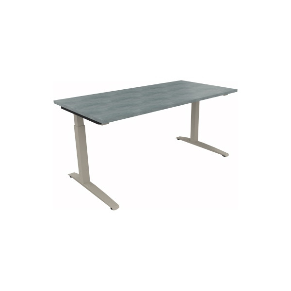 4003969063266 - Schreibtisch All in One 810012983 manuell höhenverstellbar 65-85cm (H) 160x80cm (BxT) rechteckig beton hell   silberaluminiu