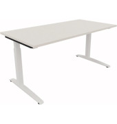 Schreibtisch All in One, manuell höhenverstellbar, 65-85cm (H), 160x80cm (BxT), rechteckig, weiß / weiß