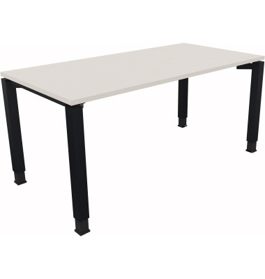 Schreibtisch All in One, manuell höhenverstellbar, 68-82cm (H), 160x80cm (BxT), rechteckig, weiß / anthrazit metallic