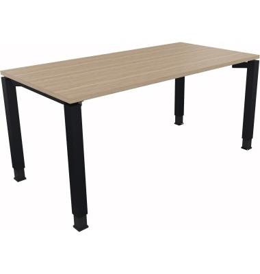 Schreibtisch All in One, manuell h&ouml;henverstellbar, 68-82cm (H), 160x80cm (BxT), rechteckig, eiche natur / anthrazit metallic