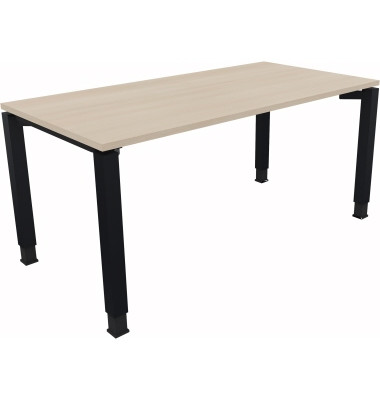 Schreibtisch All in One, manuell höhenverstellbar, 68-82cm (H), 160x80cm (BxT), rechteckig, akazie hell / anthrazit metallic