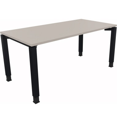 Schreibtisch All in One, manuell höhenverstellbar, 68-82cm (H), 160x80cm (BxT), rechteckig, lichtgrau / anthrazit metallic