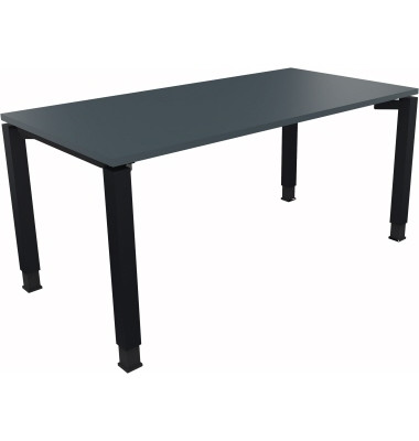 Schreibtisch All in One, manuell höhenverstellbar, 68-82cm (H), 160x80cm (BxT), rechteckig, lavagrau / anthrazit metallic