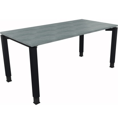 Schreibtisch All in One, manuell höhenverstellbar, 68-82cm (H), 160x80cm (BxT), rechteckig, beton hell / anthrazit metallic