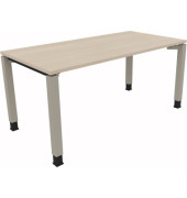 Schreibtisch All in One, manuell höhenverstellbar, 68-82cm (H), 160x80cm (BxT), rechteckig, akazie hell / silberaluminium