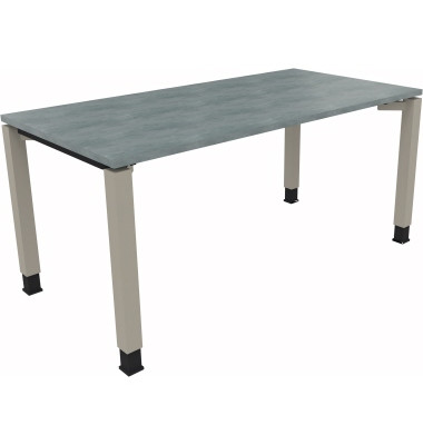 Schreibtisch All in One, manuell höhenverstellbar, 68-82cm (H), 160x80cm (BxT), rechteckig, beton hell / silberaluminium