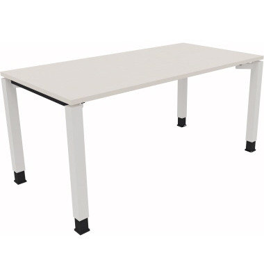 Schreibtisch All in One, manuell höhenverstellbar, 68-82cm (H), 160x80cm (BxT), rechteckig, weiß / weiß