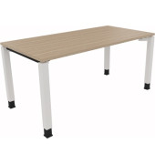 Schreibtisch All in One, manuell höhenverstellbar, 68-82cm (H), 160x80cm (BxT), rechteckig, eiche natur / weiß
