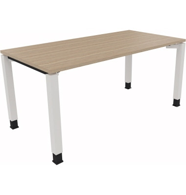 Schreibtisch All in One, manuell höhenverstellbar, 68-82cm (H), 160x80cm (BxT), rechteckig, eiche natur / weiß