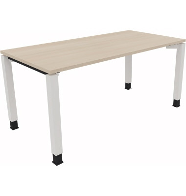 Schreibtisch All in One, manuell höhenverstellbar, 68-82cm (H), 160x80cm (BxT), rechteckig, akazie hell / weiß