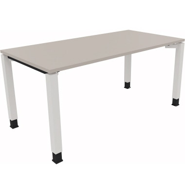 Schreibtisch All in One, manuell höhenverstellbar, 68-82cm (H), 160x80cm (BxT), rechteckig, lichtgrau / weiß