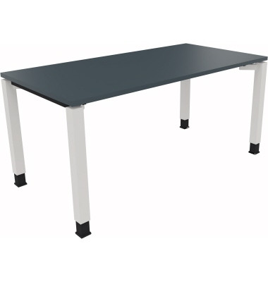 Schreibtisch All in One, manuell höhenverstellbar, 68-82cm (H), 160x80cm (BxT), rechteckig, lavagrau / weiß