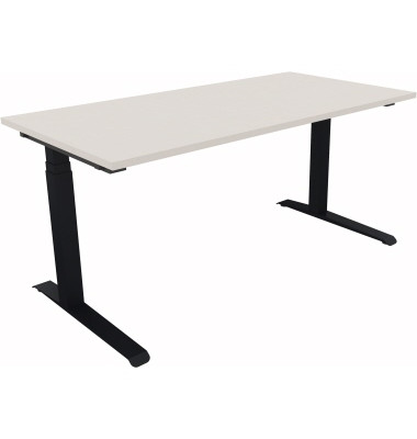 Sitz-Steh-Schreibtisch All in One, elektrisch h&ouml;henverstellbar, 64,5-127,5cm (H), 160x80cm (BxT), rechteckig, wei&szlig; / anthrazit m