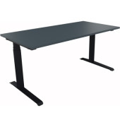 Sitz-Steh-Schreibtisch All in One, elektrisch höhenverstellbar, 64,5-127,5cm (H), 160x80cm (BxT), rechteckig, lavagrau / anthraz