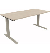 Sitz-Steh-Schreibtisch All in One, elektrisch höhenverstellbar, 64,5-127,5cm (H), 160x80cm (BxT), rechteckig, akazie hell / silb