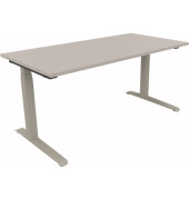 Sitz-Steh-Schreibtisch All in One, elektrisch höhenverstellbar, 64,5-127,5cm (H), 160x80cm (BxT), rechteckig, lichtgrau / silber