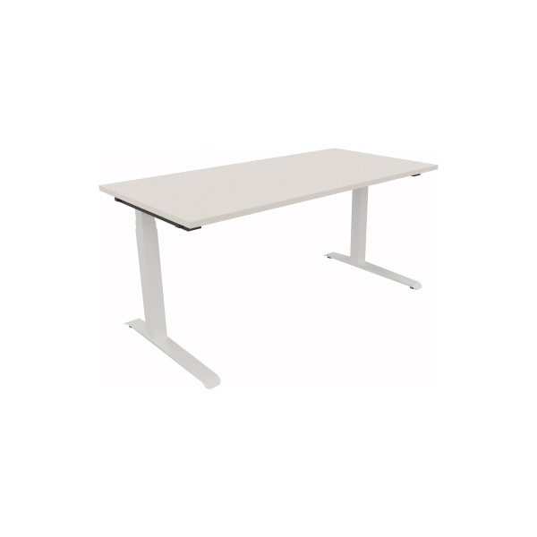 4003969063013 - Sitz-Steh-Schreibtisch All in One elektrisch höhenverstellbar 645-1275cm (H) 160x80cm (BxT) rechteckig weiß   weiß 400396
