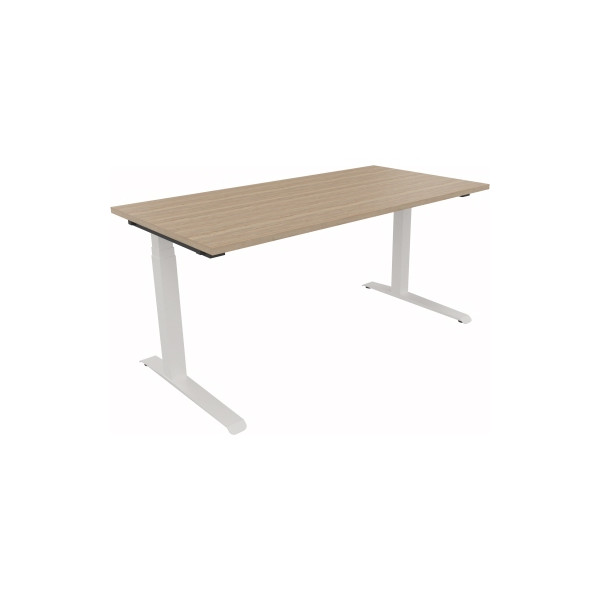 4003969062962 - Sitz-Steh-Schreibtisch All in One elektrisch höhenverstellbar 645-1275cm (H) 160x80cm (BxT) rechteckig eiche natur   weiß