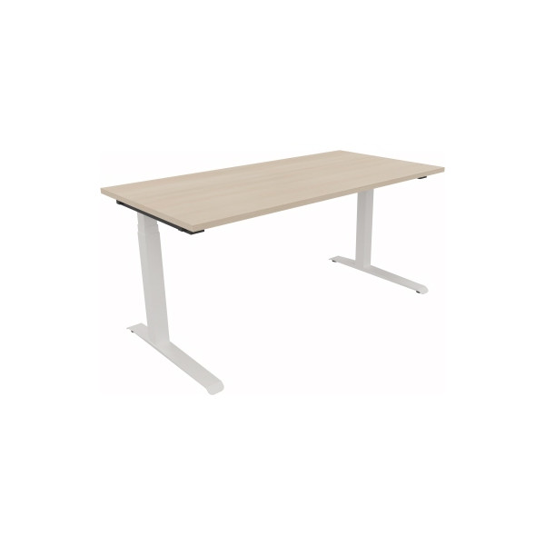 4003969063082 - Sitz-Steh-Schreibtisch All in One elektrisch höhenverstellbar 645-1275cm (H) 160x80cm (BxT) rechteckig akazie hell   weiß