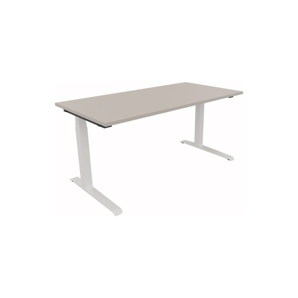4003969063075 - Sitz-Steh-Schreibtisch All in One elektrisch höhenverstellbar 645-1275cm (H) 160x80cm (BxT) rechteckig lichtgrau   weiß 4