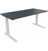 Sitz-Steh-Schreibtisch All in One, elektrisch höhenverstellbar, 64,5-127,5cm (H), 160x80cm (BxT), rechteckig, lavagrau / weiß