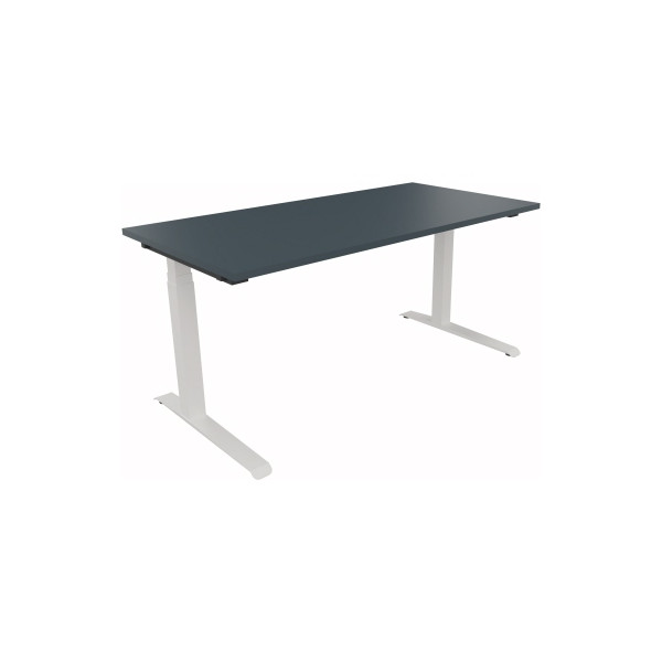 4003969062986 - Sitz-Steh-Schreibtisch All in One elektrisch höhenverstellbar 645-1275cm (H) 160x80cm (BxT) rechteckig lavagrau   weiß 40