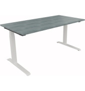 Sitz-Steh-Schreibtisch All in One, elektrisch höhenverstellbar, 64,5-127,5cm (H), 160x80cm (BxT), rechteckig, beton hell / weiß