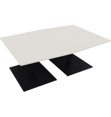 Besprechungstisch communication 810013701, 72cm (H), 200x100/110cm (BxT), Tonnenform, weiß / anthrazit metallic
