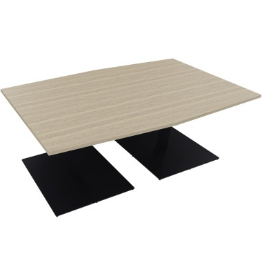 Besprechungstisch communication, 72cm (H), 200x100/110cm (BxT), Tonnenform, eiche natur / anthrazit metallic