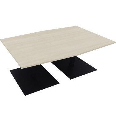 Besprechungstisch communication 810013772, 72cm (H), 200x100/110cm (BxT), Tonnenform, akazie hell / anthrazit metallic