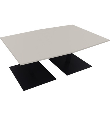 Besprechungstisch communication 810013781, 72cm (H), 200x100/110cm (BxT), Tonnenform, lichtgrau / anthrazit metallic