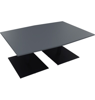 Besprechungstisch communication 810013782, 72cm (H), 200x100/110cm (BxT), Tonnenform, lavagrau / anthrazit metallic