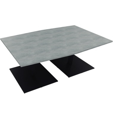 Besprechungstisch communication, 72cm (H), 200x100/110cm (BxT), Tonnenform, beton hell / anthrazit metallic