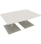 Besprechungstisch communication 810013801, 72cm (H), 200x100/110cm (BxT), Tonnenform, weiß / silber
