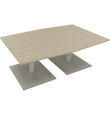 Besprechungstisch communication, 72cm (H), 200x100/110cm (BxT), Tonnenform, eiche natur / silber
