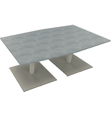Besprechungstisch communication 810013883, 72cm (H), 200x100/110cm (BxT), Tonnenform, beton hell / silber