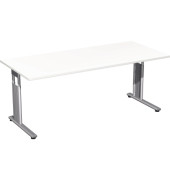 Schreibtisch Flex, manuell höhenverstellbar, 68-82cm (H), 180x80cm (BxT), rechteckig, weiß / silber