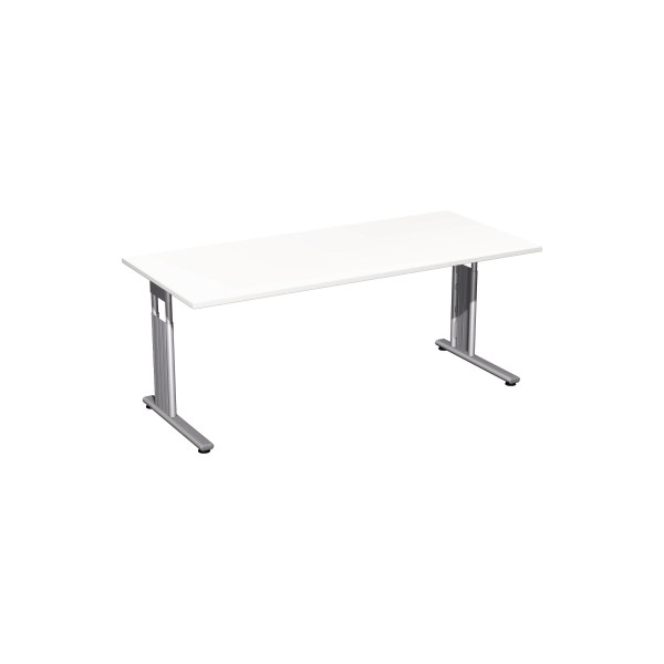 4038933479828 - Schreibtisch Flex S-617146-WS manuell höhenverstellbar 68-82cm (H) 180x80cm (BxT) rechteckig weiß   Silber 4038933479828 Ger