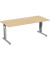 Schreibtisch Flex, manuell höhenverstellbar, 68-82cm (H), 180x80cm (BxT), rechteckig, ahorn / silber