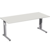 Schreibtisch Flex, manuell höhenverstellbar, 68-82cm (H), 180x80cm (BxT), rechteckig, lichtgrau / silber
