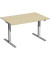 Sitz-Steh-Schreibtisch Elektro Flex, elektrisch höhenverstellbar, 65-125cm (H), 120x80cm (BxT), rechteckig, ahorn / silber