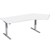 Sitz-Steh-Schreibtisch Elektro Flex, elektrisch höhenverstellbar, 65-125cm (H), 216,6x113cm (BxT), Freiform, weiß / silber